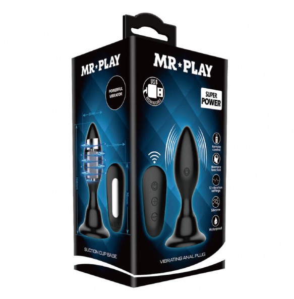 MR PLAY - Remote-Controlled Vibrating Anal Plug lll (Chargeable - Black)